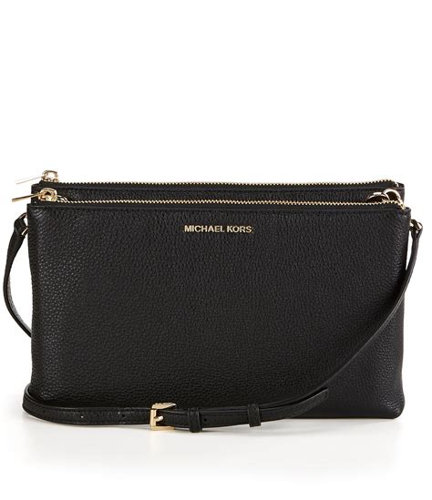 michael kors signature adele double zip crossbody|Adele Leather Crossbody Bag .